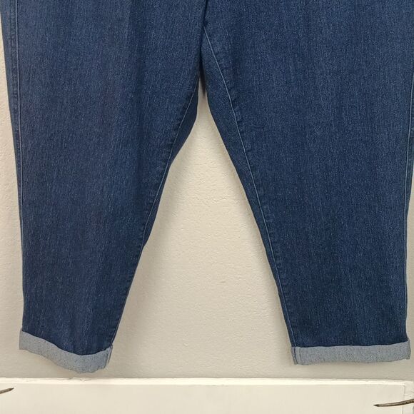 Allison Daley Womens Plus Dark Blue Denim Drawstring Waist Cropped Jeans sz 18w - Picture 3 of 12